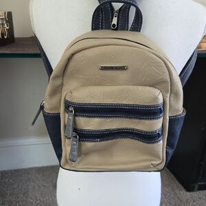 Stylish Tan and Navy Backpack